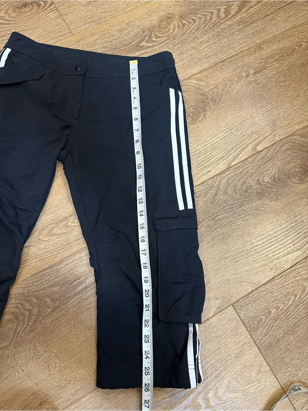 adidas clima365 climacool Black Capris with White Side Stripes szS low rise - Picture 6 of 9